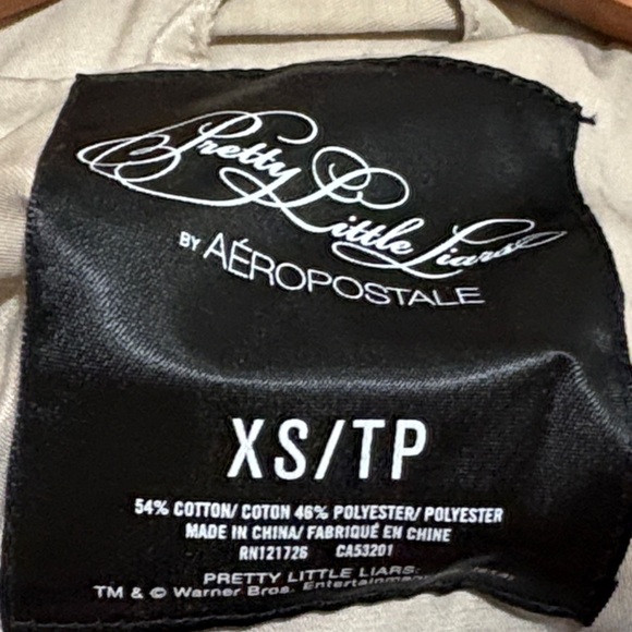 Aeropostale pretty little liars Beige Trench Coat Black Studded Sleeves, XS - Picture 3 of 10